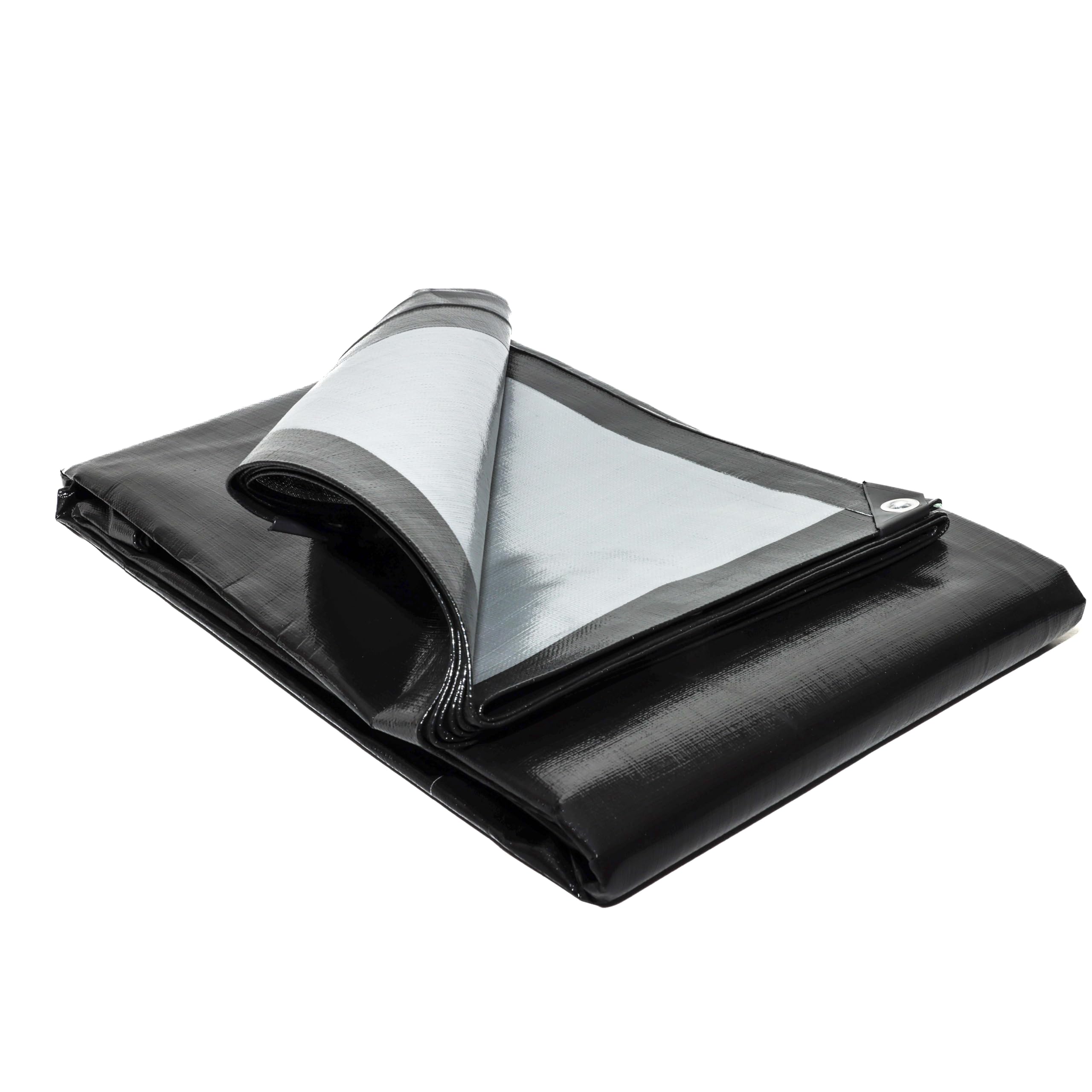 TARPAFLEX 1.2m x 1.8m Black/Silver Tarpaulin Waterproof Heavy Duty Tarp Sheet Cover, 270gsm Multipurpose Groundsheet With UV Protection & Shrinkproof Material
