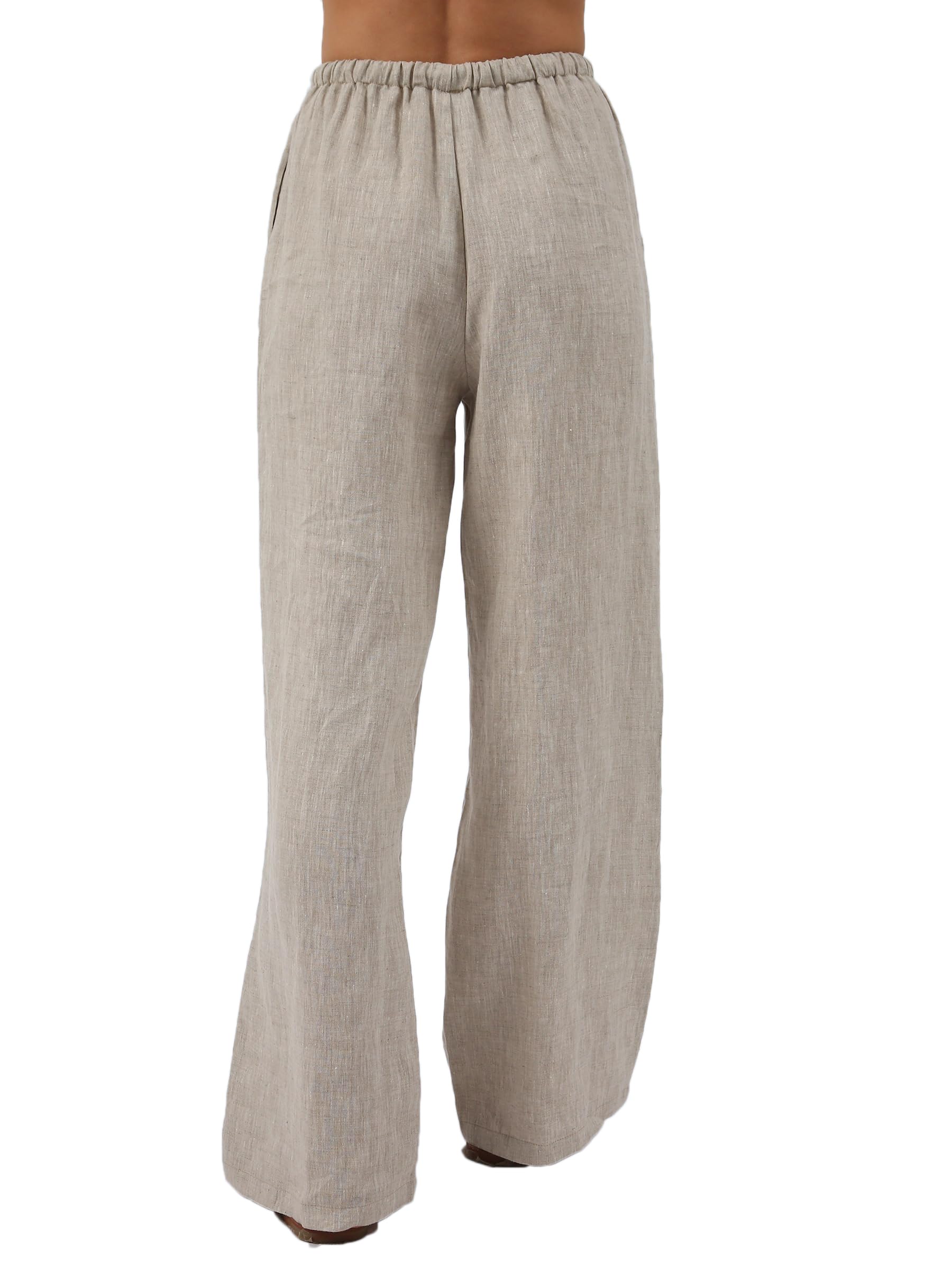 Amazhiyu Leinen Hose Damen Hosen Sommer Leinenhose Sommerhose Weite Hose