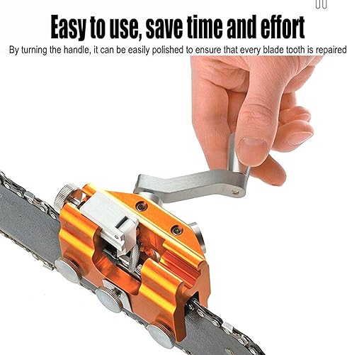 Miniatura 4 de Afilador de motosierra, aleación de aluminio, afilado rápido, fácil de operar, afilado de motosierra, soporte de guía de protección, manivela de