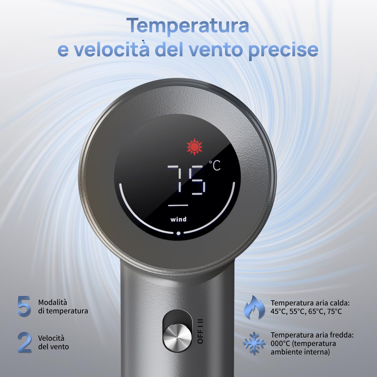 Asciugacapelli Ionico Professionale, 160.000 giri/min Phon Capelli Professionale Motore Senza Spazzole da 1600W, Asciugacapelli da 57 dB, Asciugatura Rapida con Ugello Magnetico