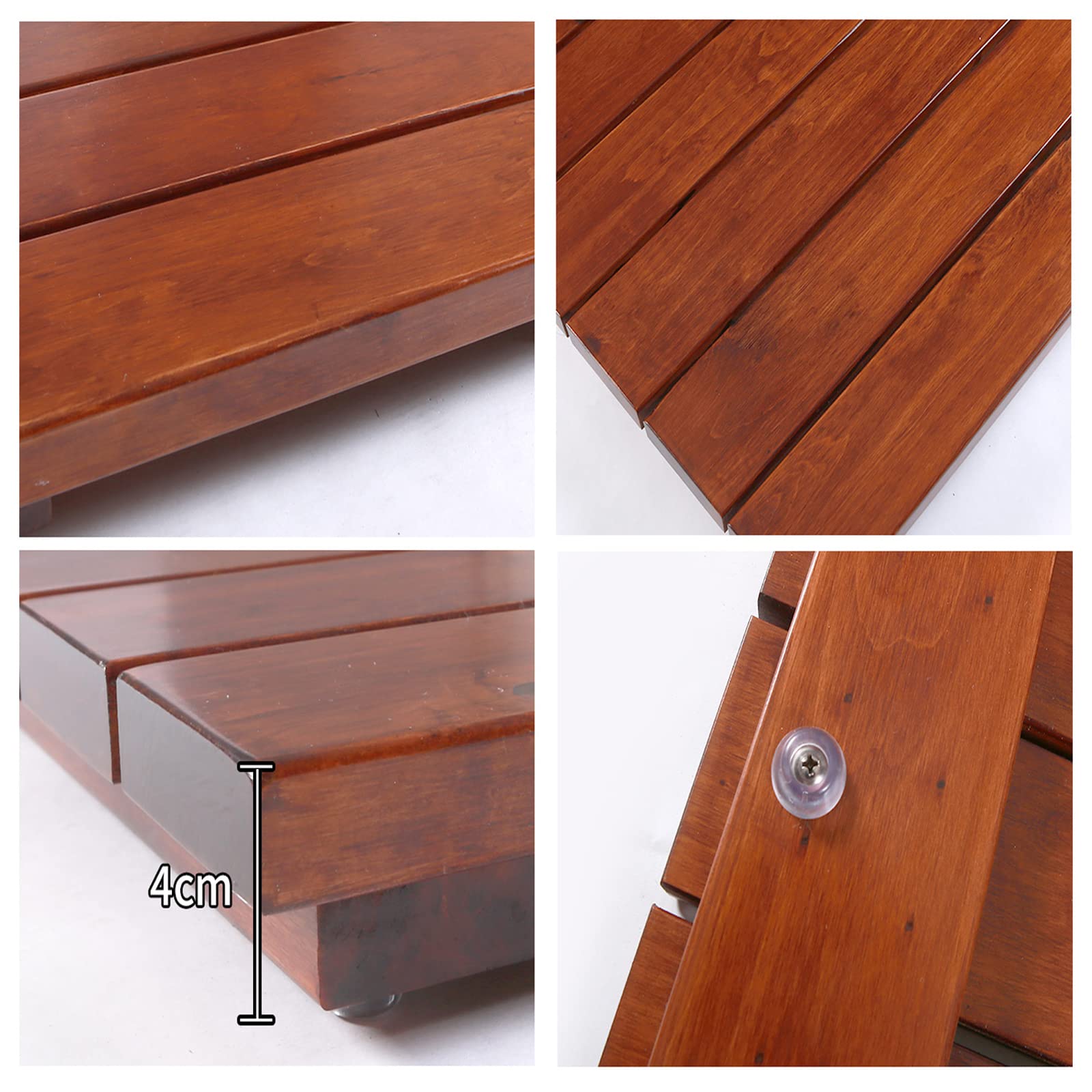 Tappeto Doccia in Legno di Lusso,Pedana per Doccia Naturale,Grata Doccia Legno Ecologico,Tappeto Antiscivolo Doccia,Pedana in Legno Rettangolare,per Pavimento del Bagno (85x50cm/33x20in)