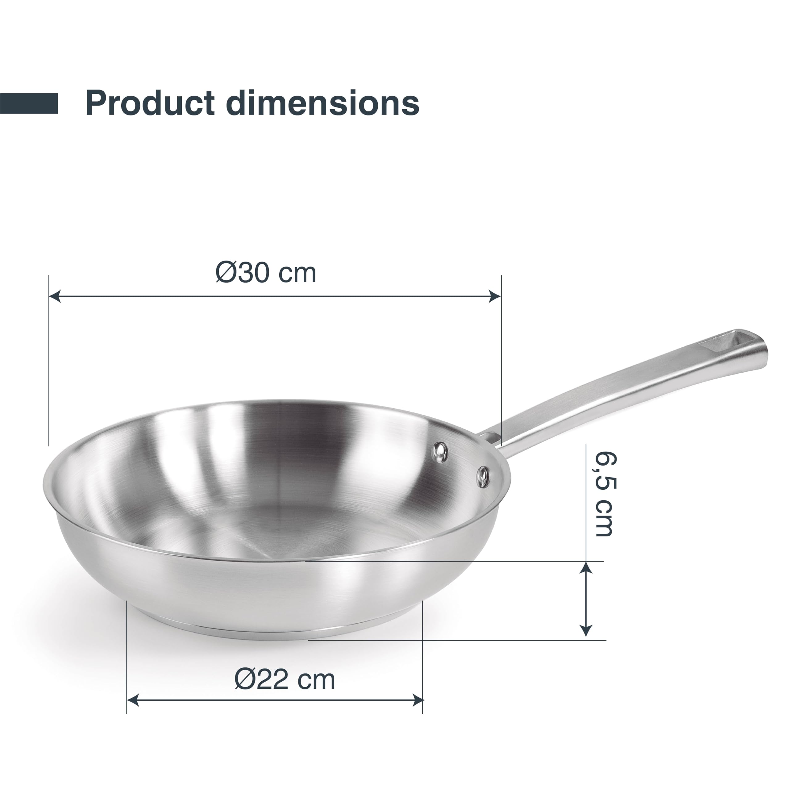 LACOR- 45430- Padella Foodie, Acciaio Inox 18/10, Antiaderente, Ergonomica, Naturale ed Ecologica, Compatibile con tutte le cucine, Compatibile con forno, Lavabile in lavastoviglie, 30x22x6,5 cm