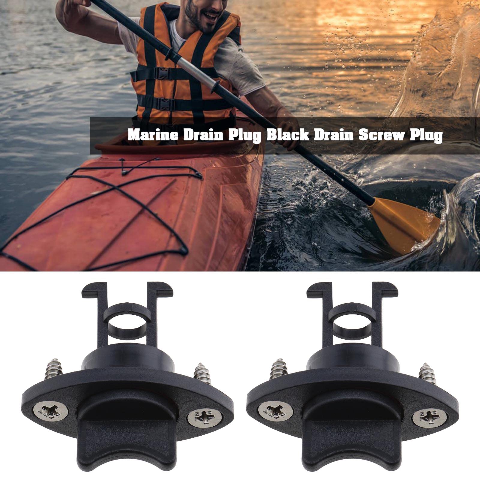 eMagTech 4Pcs Nylon Kayak Drain Plugs Replacement Kayak Scupper Plugs with Tapping Screws Boat Drain Plugs Kit Accessories for Kayaks Canoes Boat