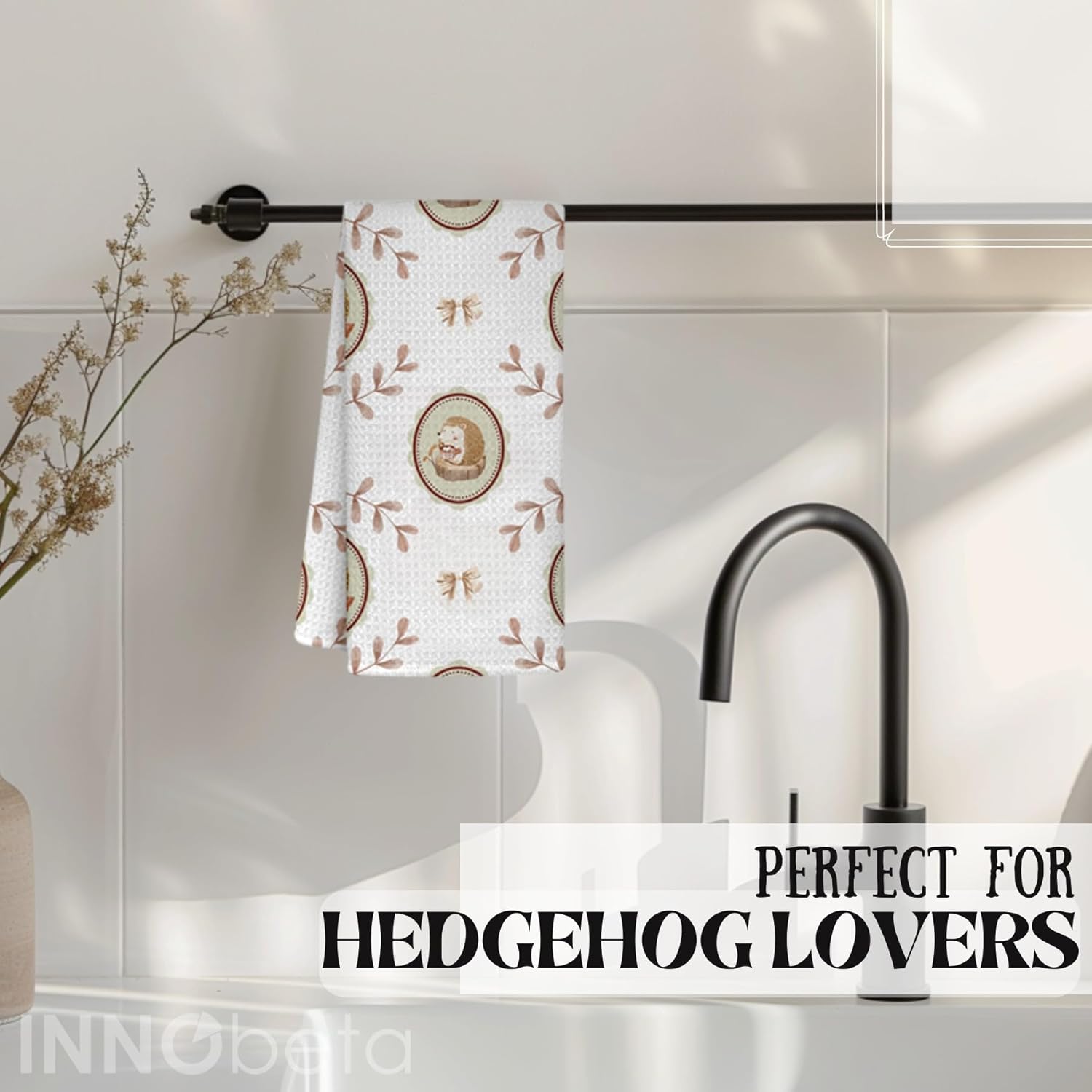 InnoBeta Hedgehog Gifts for Women, Hedgehog Decor Pattern Dish Tea Hand Kitchen Towel, 2 Pack, 16x24 in Microfiber - Image 4