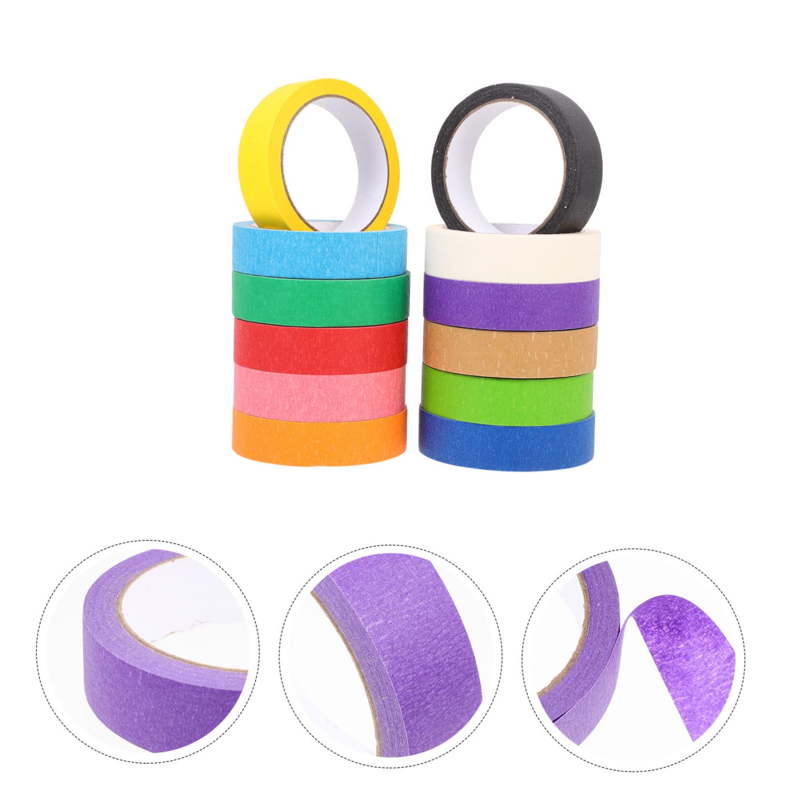 Anneome Ruban de Masquage Coloré en Papier, Lot de 12 Rouleaux