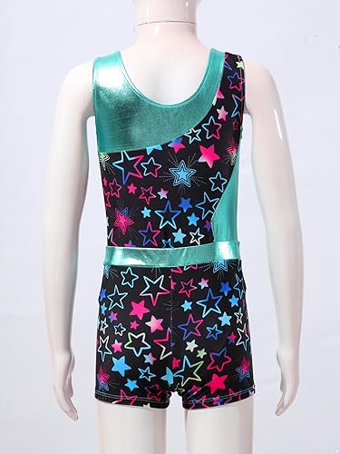 Miniatura 4 de Yartina Leotardo de gimnasia estampado para niñas, traje de baño de 2 piezas con pantalones cortos