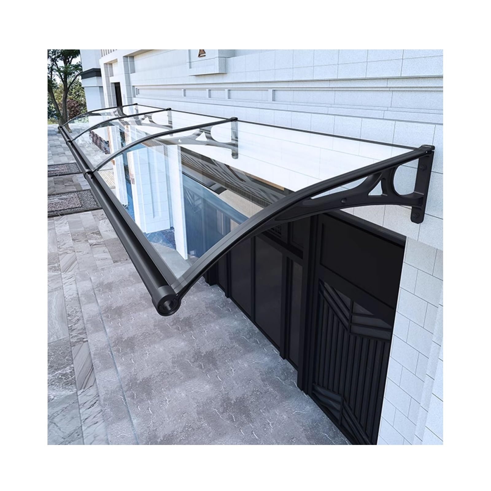 Auvent extérieur de porte anti-pluie et solaire avec évier de drainage 60x110