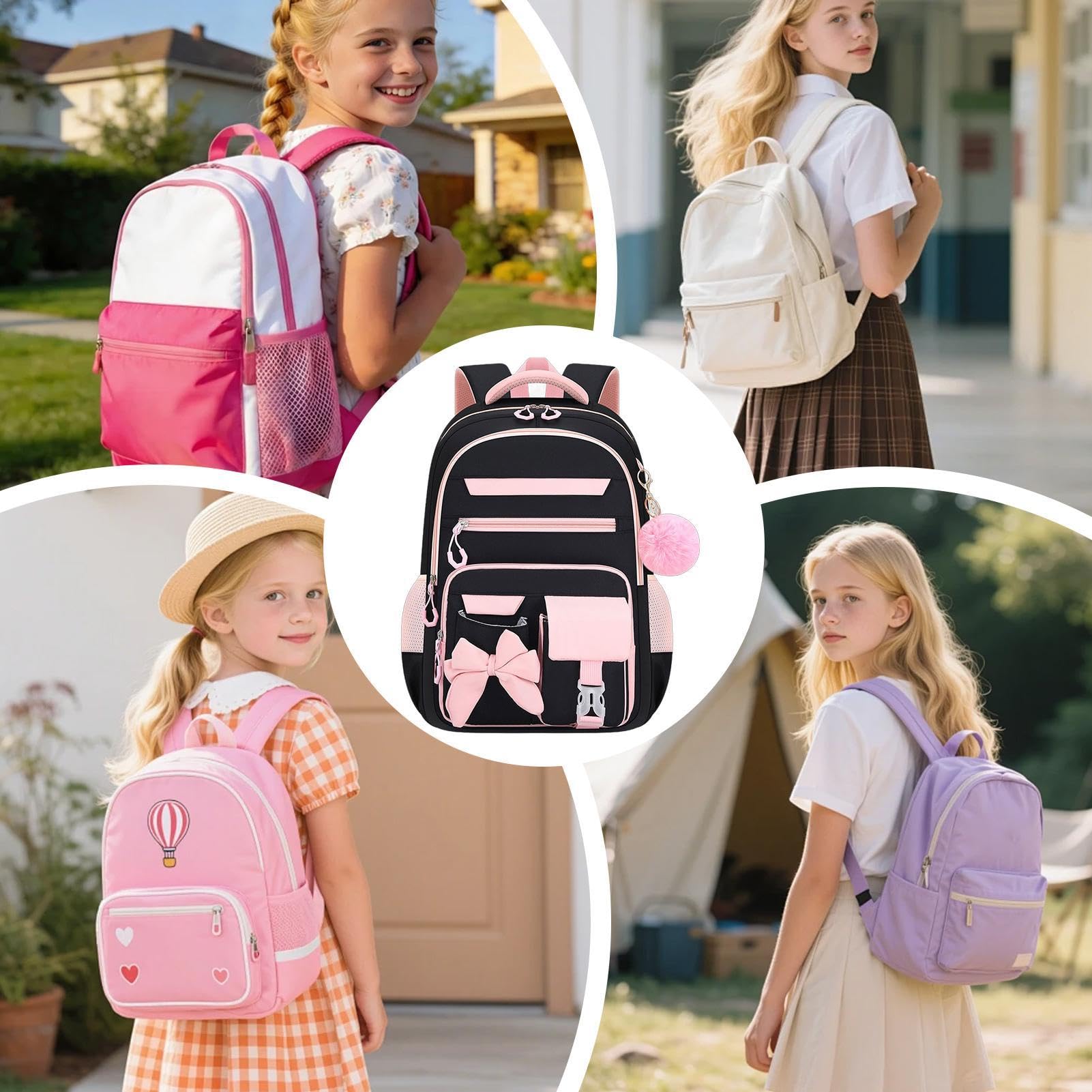 Zaino Bambini Ragazze Set Zaino Grande e Capiente con Portapranzo e | Borsa Scuola Capiente per Libri e Quaderni Studenti di elementari, scuola 'infanzia, medie, ragazzi e ragazze adolesc