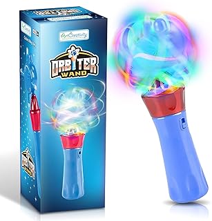 ArtCreativity Light Up Orbiter Ball Toy Wand for Kids - Flashing LED Wand for Boys and Girls - Thrilling Spinning Light Show - Batteries Included - Fun Gift or Birthday Party Favor - Classroom Prizes