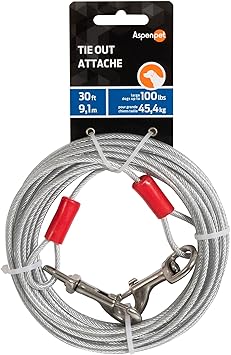 Aspen Pet Dog Tie Out Cable - 1700 lbs Break Strength - 30ft Cable
