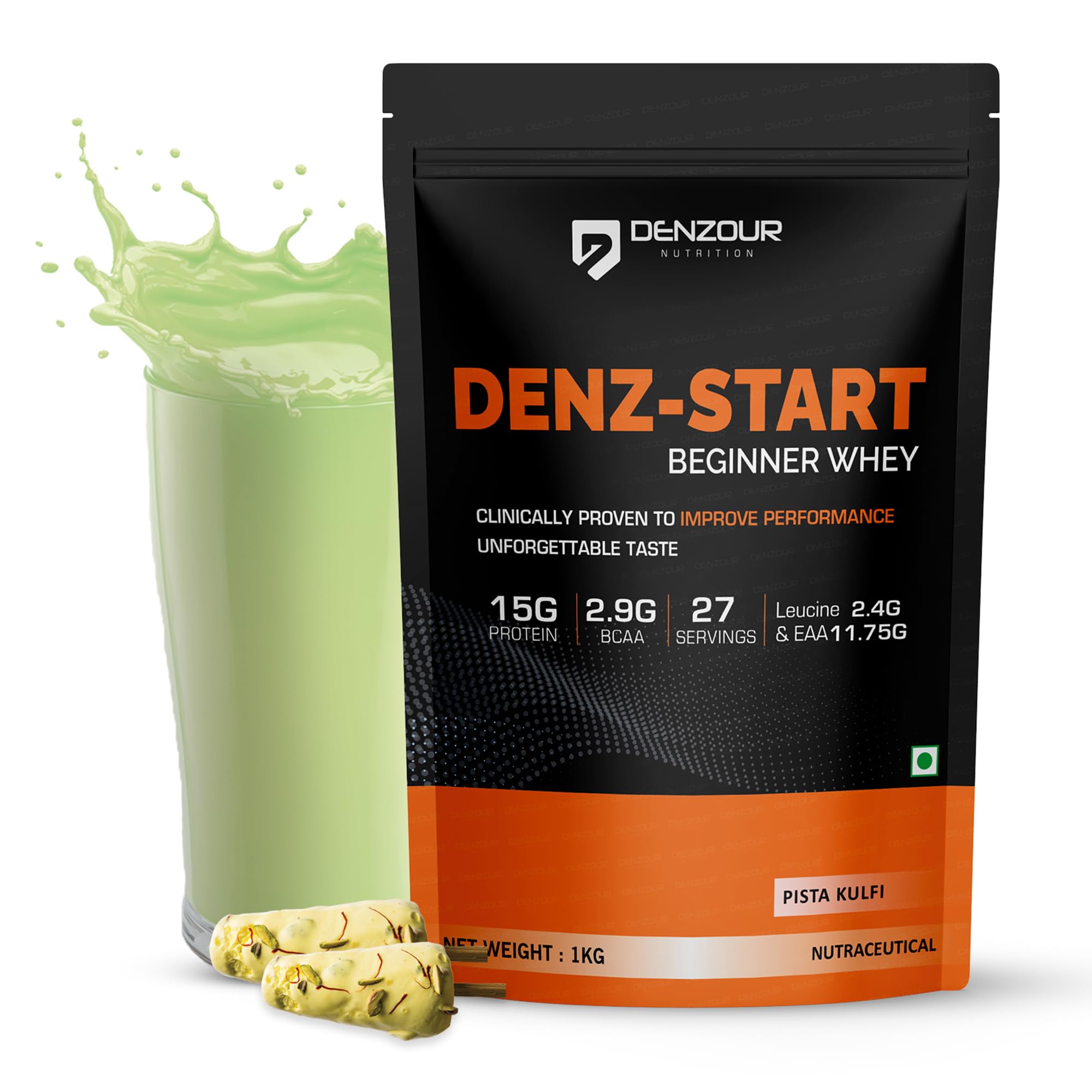 DENZOUR NUTRITION Denz-Start Beginner's Whey Protein Powder, Faster Muscle Recovery & Increases Body Strength Protein Powder for Men & Women- Pista Kulfi Flavour, 1Kg/2.2lb (27 Servings)-image-25