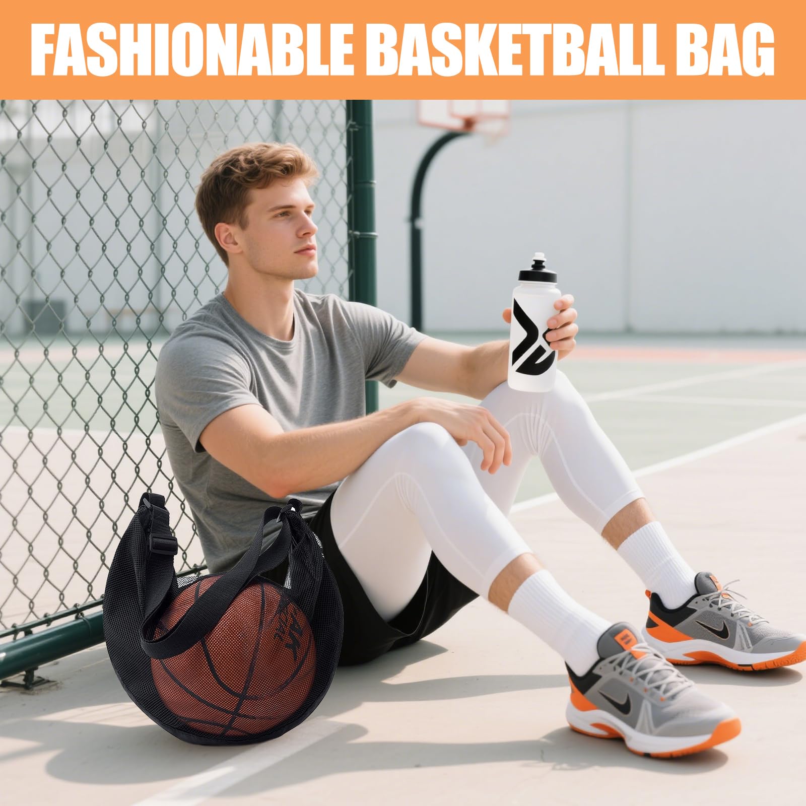 Sac à Dos de Basketball, Sac à Balles, Accessoires de Basketball, Filet de Ballon de Football, Grand Capacité Basket-Ball Bag, Filet Ballon pour Basket-Ball Football Tennis Volleyball Rugby