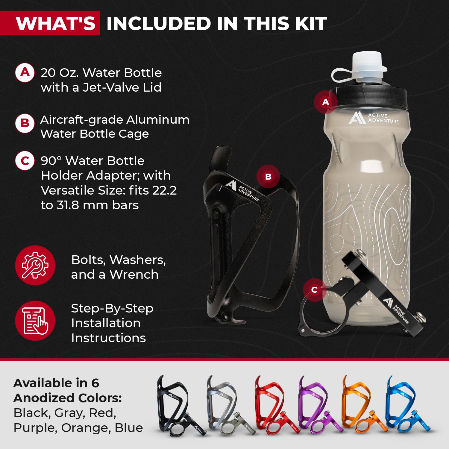 Lot De 2 Porte-bouteilles De Vélo Kapsuen Avec Bouteille D'eau 700 Ml - Léger Et Solide - Pour VTT, Vélo De Route - Noir
