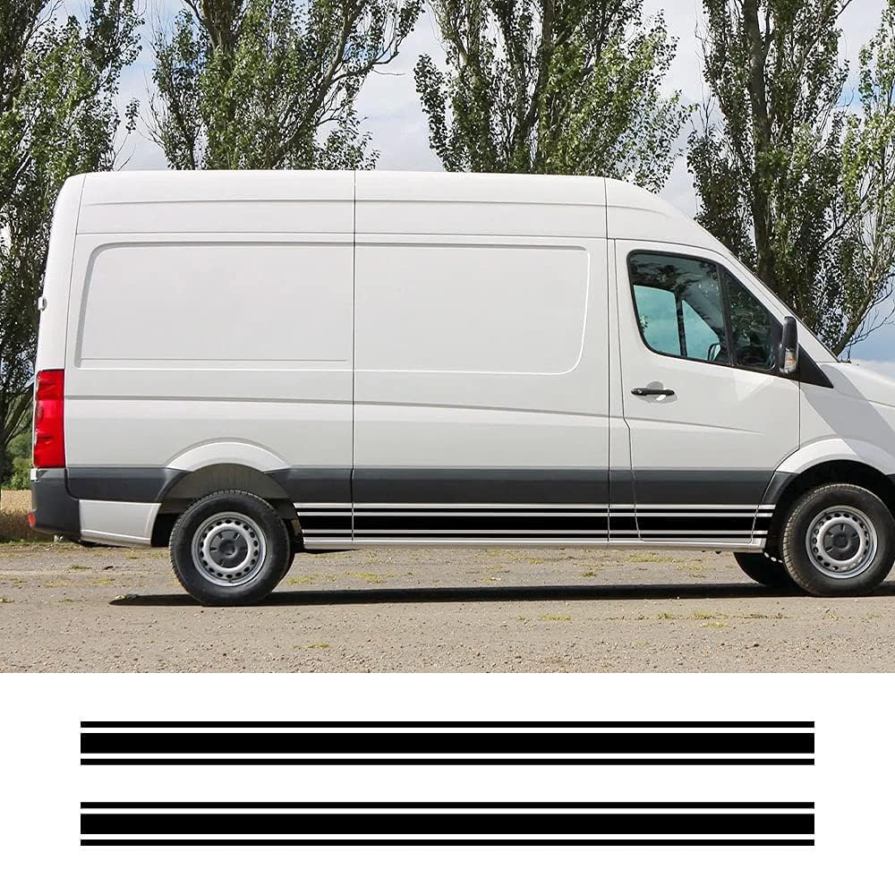 UNCLE LIAO Car Side Skirt For VW Crafter Auto Car Door Sticker Side Step Skirt.,Black