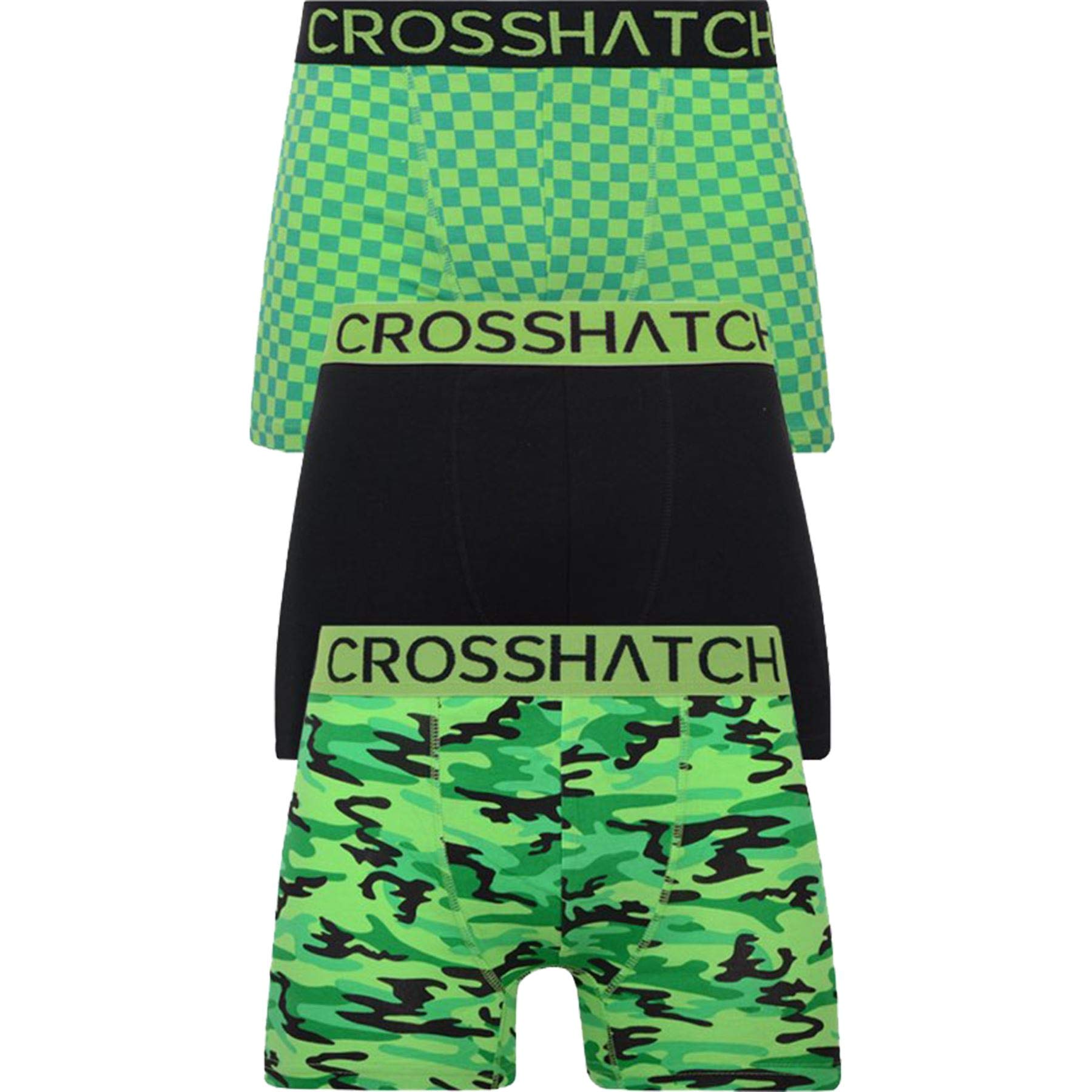 Crosshatch Mens RGB Designer Underwear Boxer Shorts Pack of 3