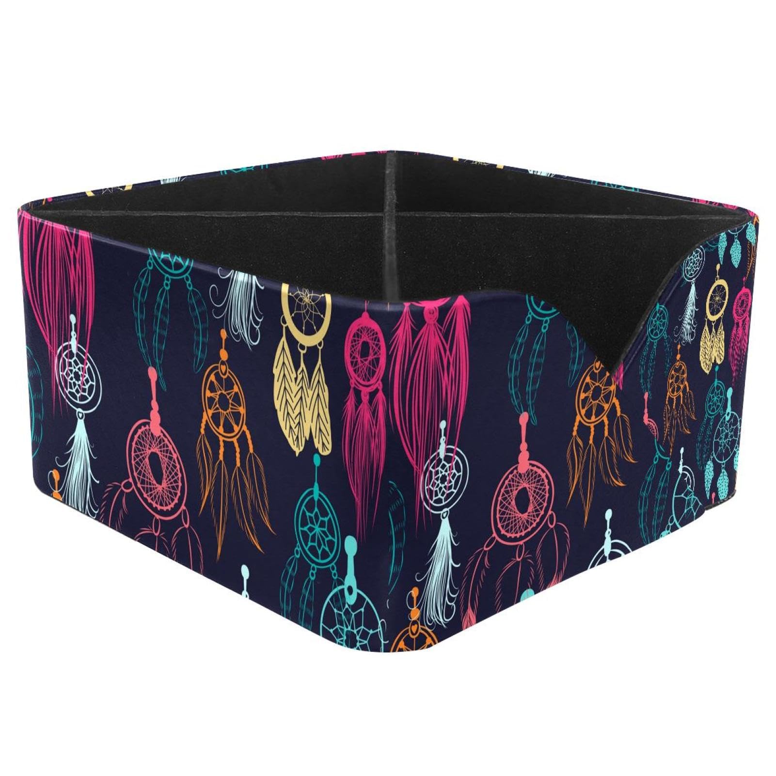 KengjuTesu Dreamcatcher Desktop Organizer Pen Holder, Rectangular Pencil Cup for Office, Study and Makeup Stations
