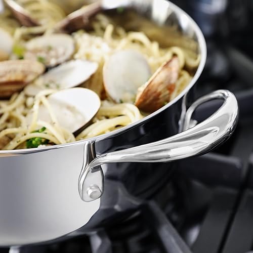 Miniatura 8 de KEAWELL K3 Premium - Sartén Salteadora de Acero Inoxidable Tri-Capa de 4 Cuartos con Tapa, Segura para Inducción y Horno hasta 600F, Calentamiento