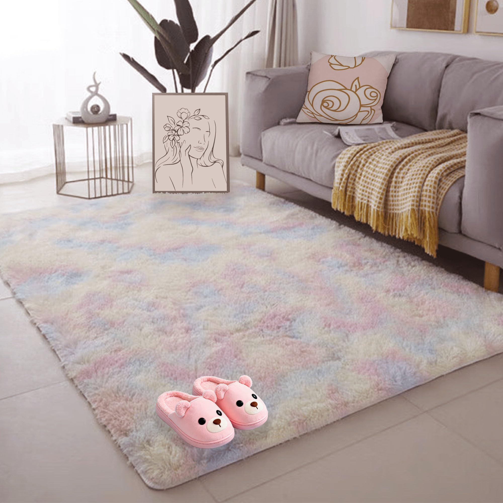 Tapis de chambre doux et moelleux antidérapant grand format pour salon