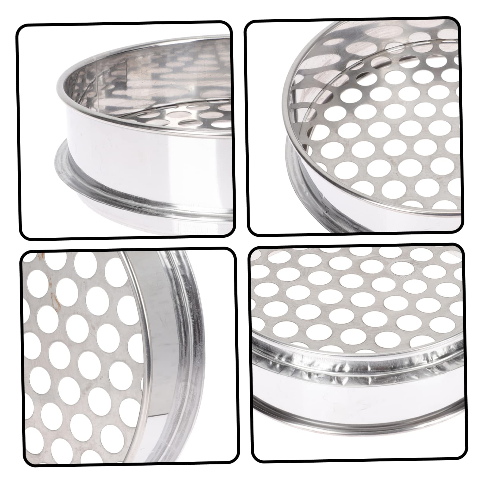 Levemolo 2pcs Stainless Steel Bean Sifter Round Hole Sieve for Blueberry Grading Sieve