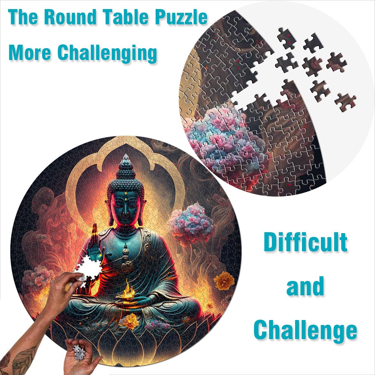 1000 Teile Puzzle – Buddha Im Kreis, Premium-Recycled-Pappe, 67,5 X 67,5 Cm Für Erwachsene