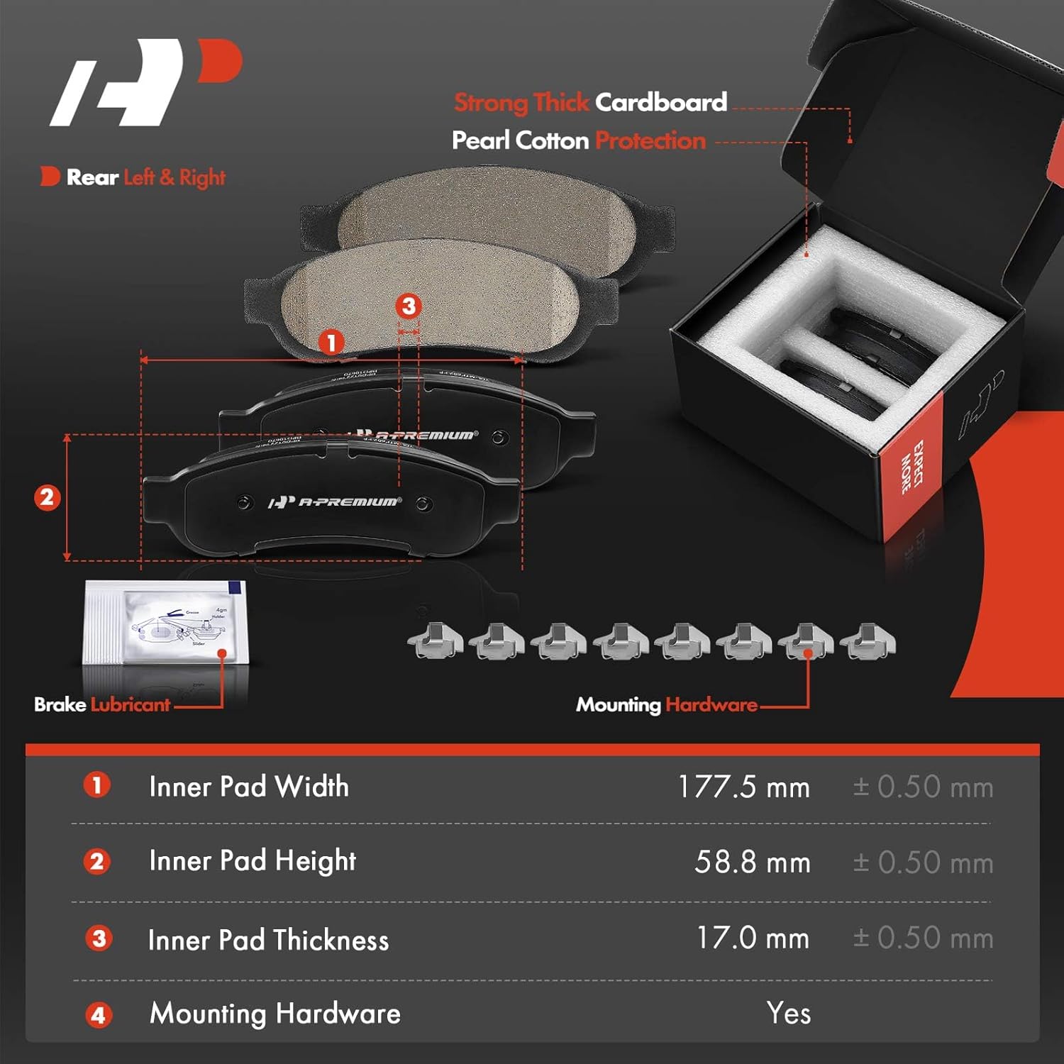 A-Premium 13.38 in (339.8 mm) Rear Vented Disc Brake Rotors + Ceramic Pads Kit Compatible with Select Ford Models - F-350 Super Duty F350 Super Duty 2005-2012, 4WD, 6-PC Set