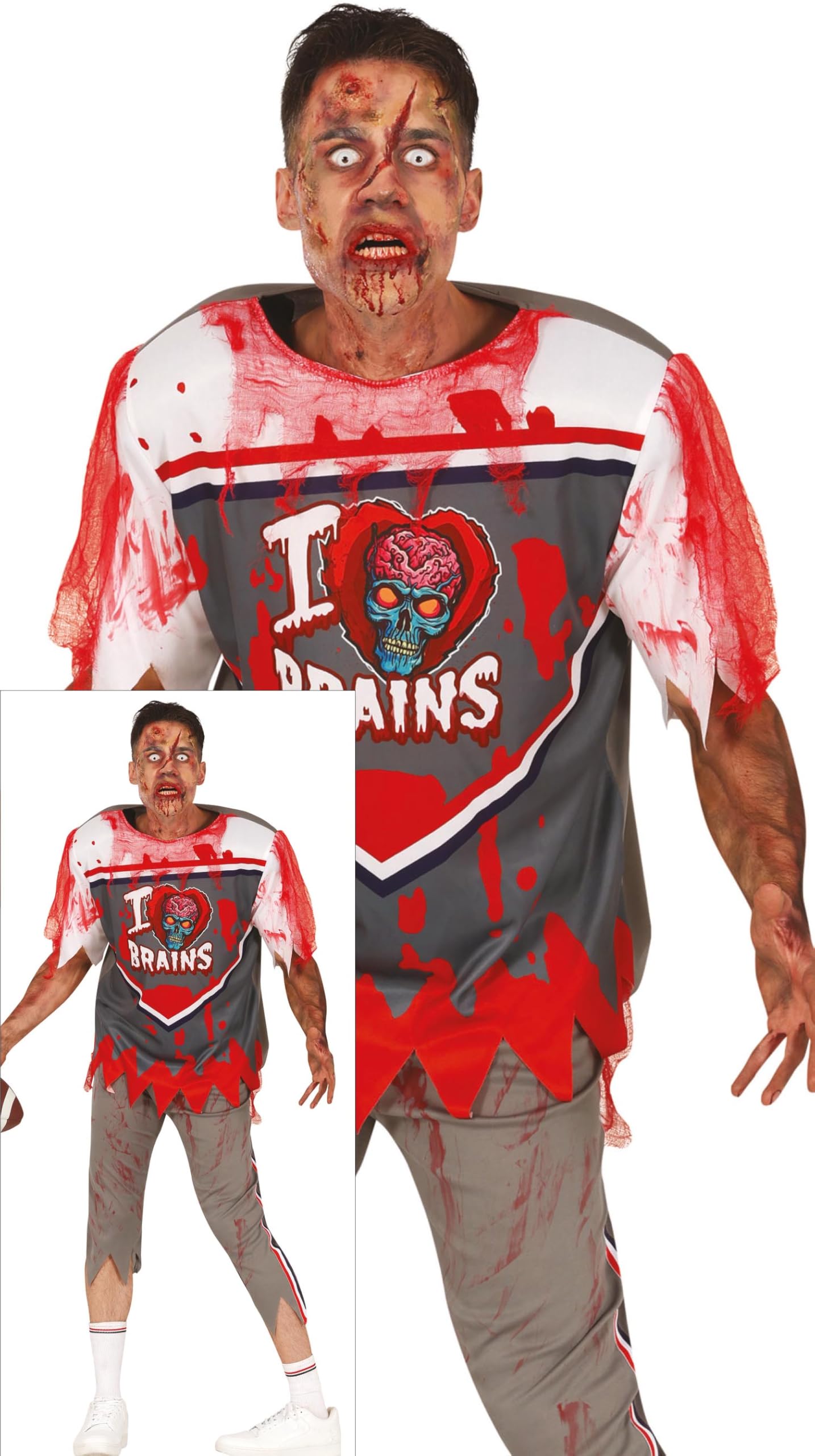 FIESTAS GUIRCA Zombie Quarterback Men Fancy Dress Costume - Rugby American Football High School Uniform - Mens Halloween Costumes Adult Size M