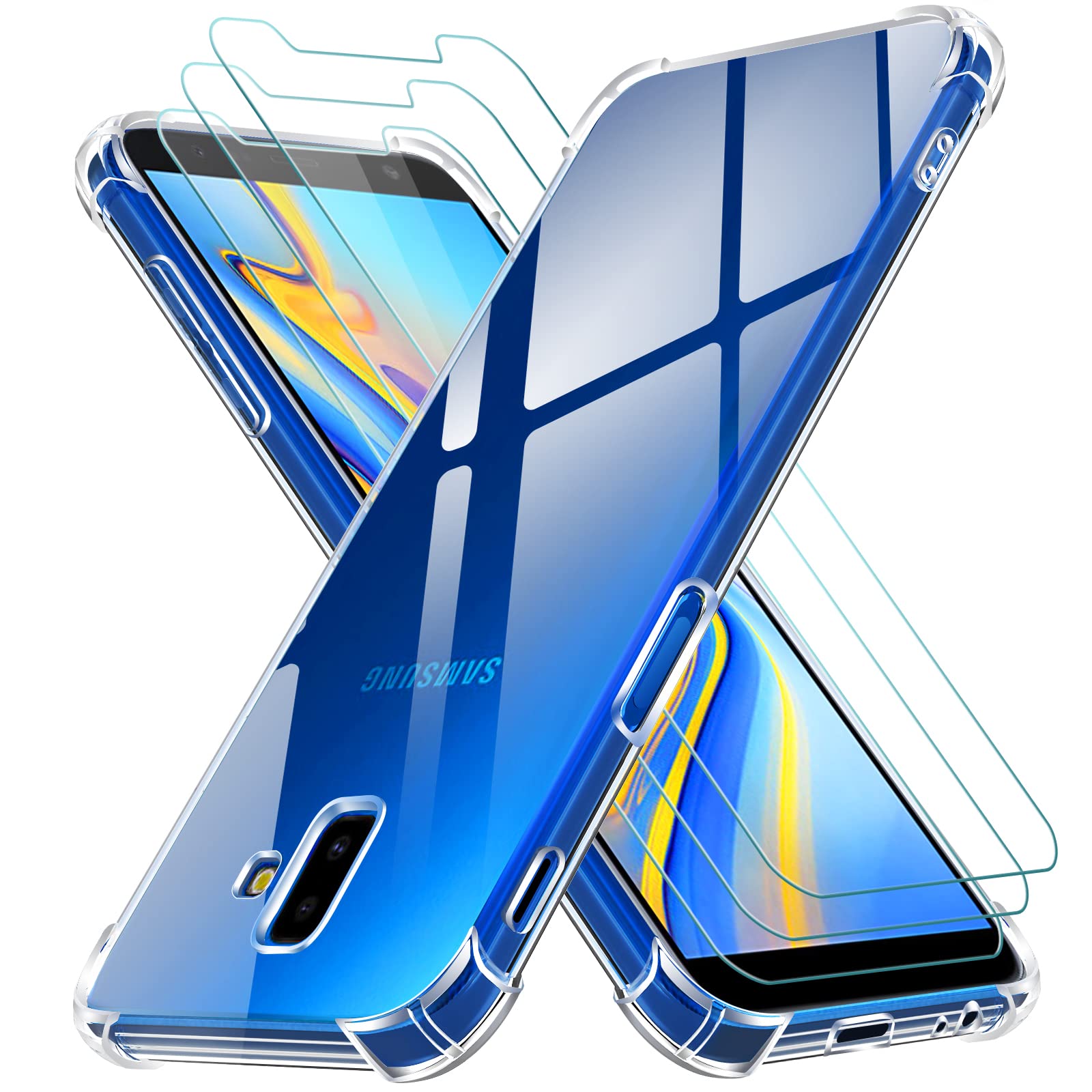 ivoler Coque pour Samsung Galaxy J6+ 2018 / J6 Plus 2018 avec 3 Pièces Protectio