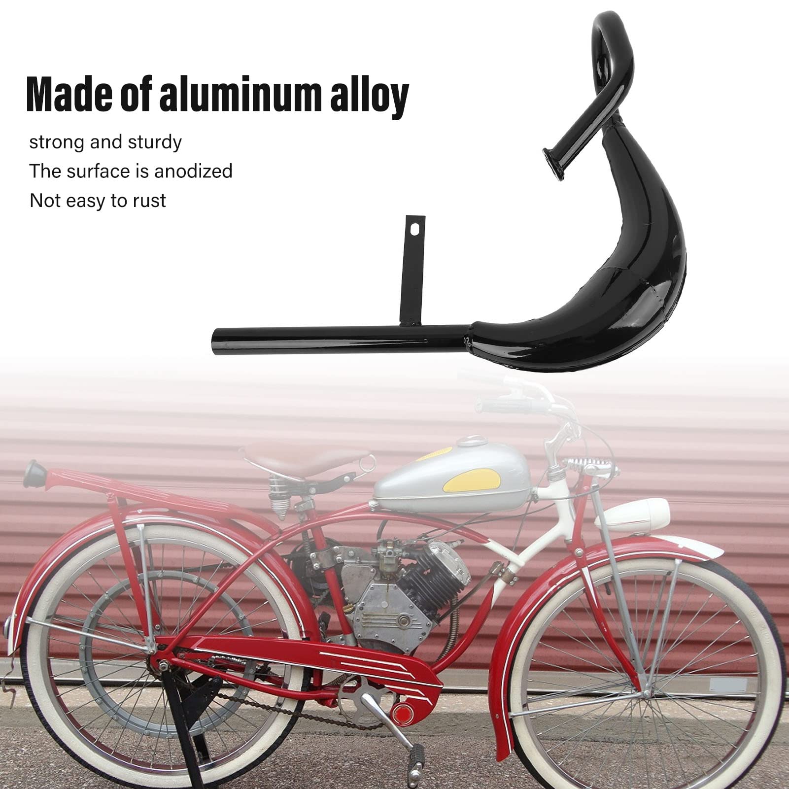 Tubo de Escape de Motocicleta 40 mm de diámetro Aleación de Aluminio Reducción de Ruido Forma de Media Luna Tubo de Escape de Bicicleta eléctrica con reemplazo de Junta de (Black)