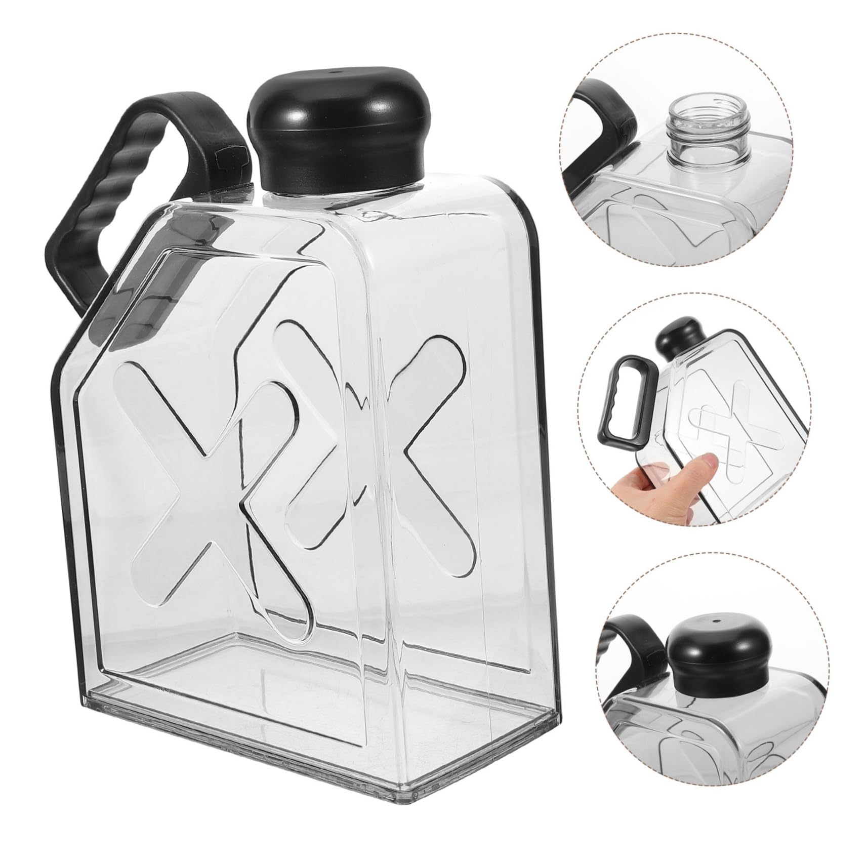 Hemobllo Borraccia sportiva portatile sport acquatici infrangibile bottiglia d'acqua Piatto bollitore per acqua piatta bollitore all'aperto plastica Black Riutilizzabile