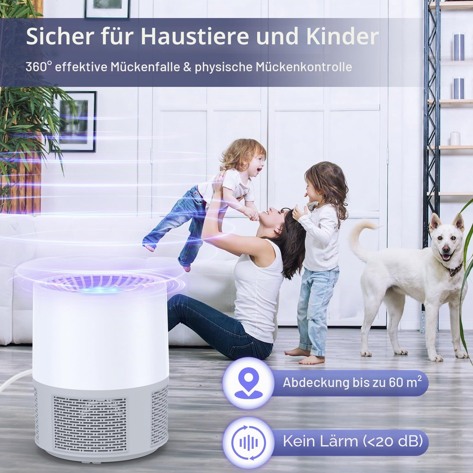 Insektenvernichter Elektrisch, UV Mückenlampe Fliegenfalle Innenbereich Mückenfalle Mückenschutz, USB Mosquito Repellent Tragbare Fliegenfallen für Schlafzimmer, Wohnzimmer Büro, Küche und Camping