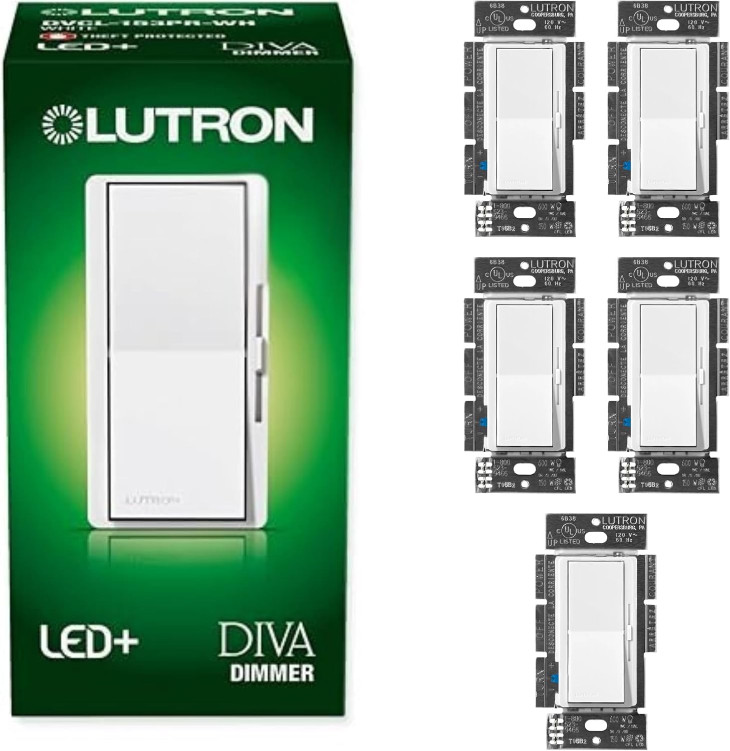 Lutron Diva LED+ Dimmer Switch, Paddle Dimmer, Single Pole/3-way