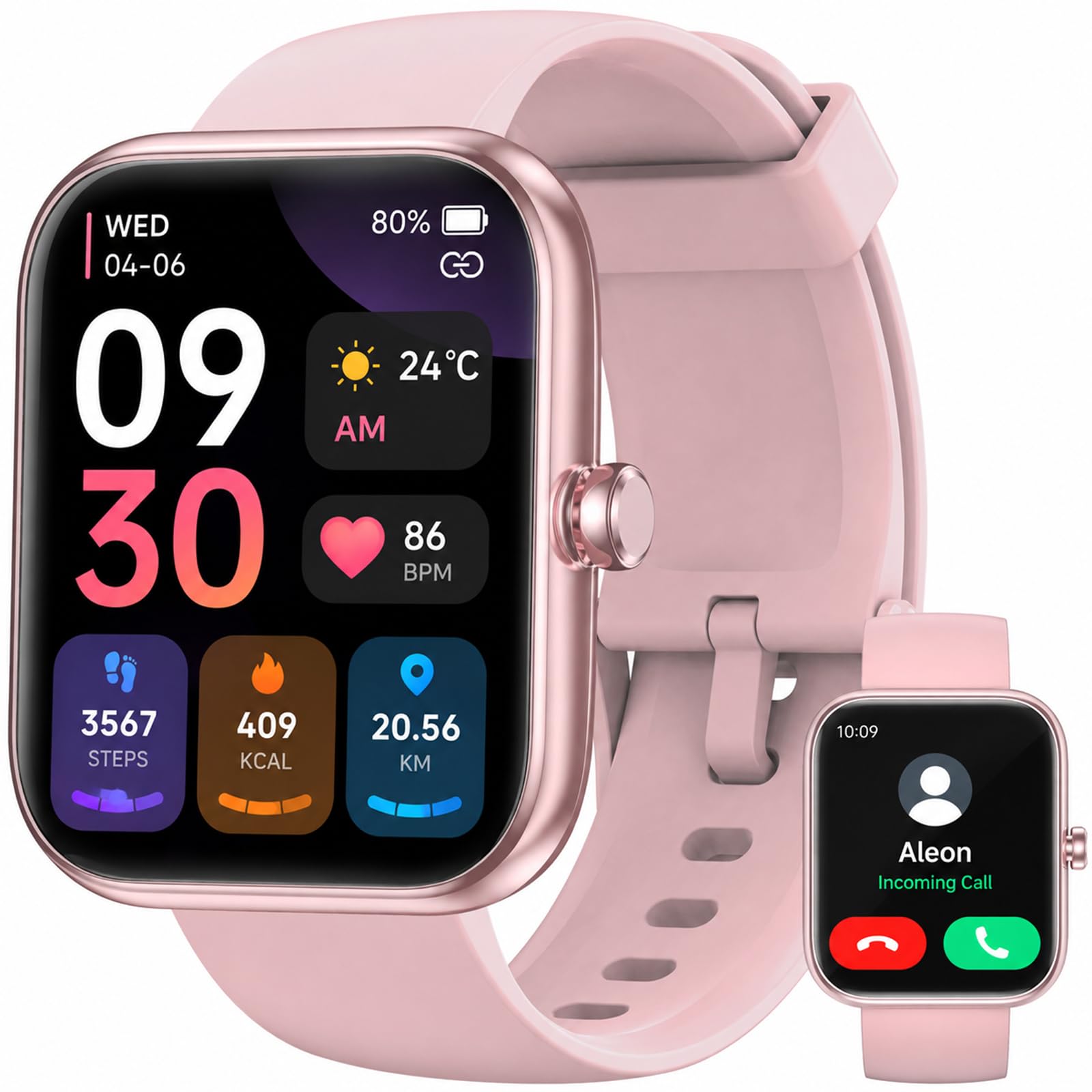 BOOOMIC Smart Watch, 1.83" HD Touchscreen, Sleep Monitor for iPhone Android iOS (Pink)