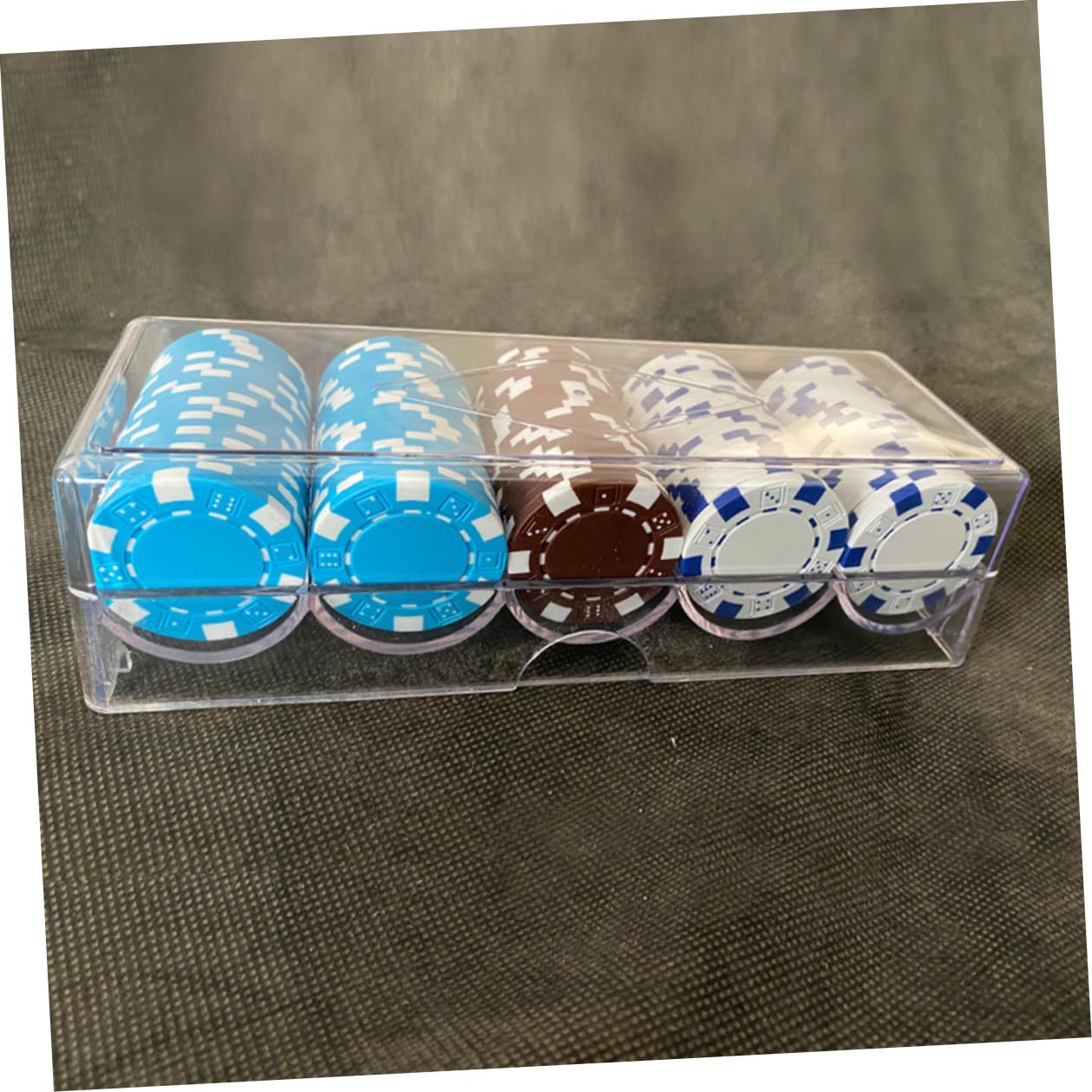 Porta Fiches da Poker in Acrilico Trasparente 5 Scomparti Scatola Portatile per 100 Fiches Custodia Resistente per Uso Domestico e Organizzazione Tavolo da Gioco