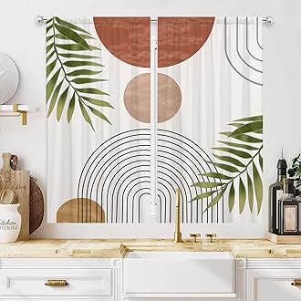 Boho Kitchen Window Curtain Small Kitchen Curtains Velvet Curtain 27.5 x 39 inch Cafe Curtains Herb Living Room (Boho)