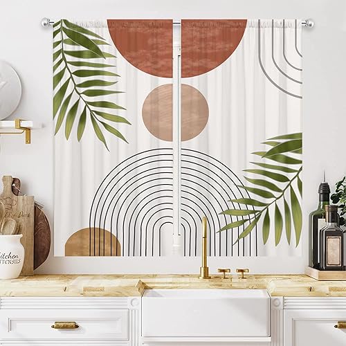 ABxinyoule Cortina bohemia para ventana de cocina, cortinas pequeñas de terciopelo de 27.5 x 39 pulgadas, cortinas de café para sala de estar con