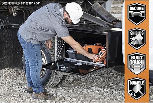 Miniatura 6 de Buyers Products 1702303 - Caja de acero negro para debajo de la carrocería con cierre de asa en T bloqueable, 18 x 18 x 30 pulgadas, fabricada en