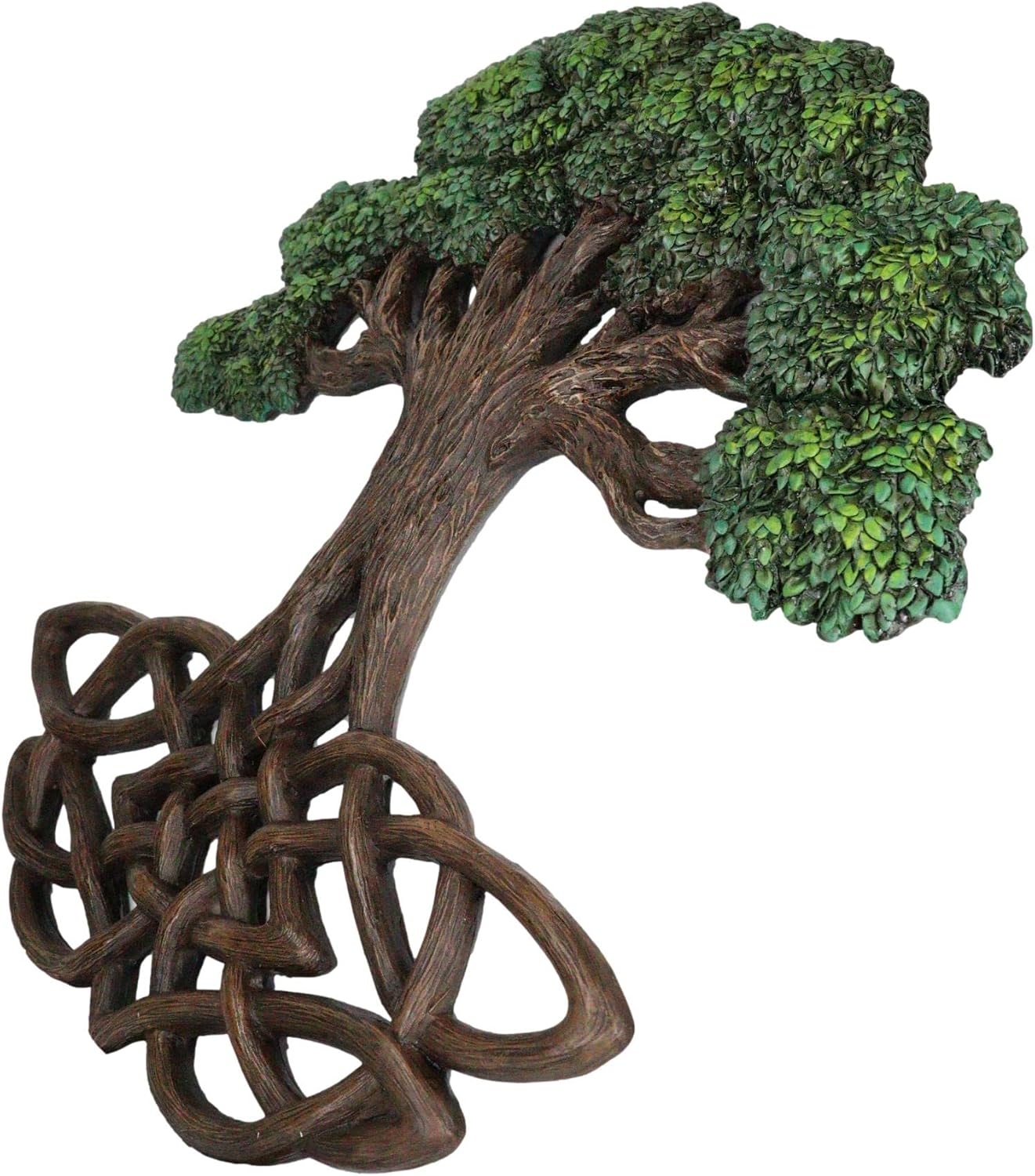 Ebros Gift Blossoming Green Celtic Yggdrasil Tree of Life With Symbolic Knotwork Root System Decorative Wall Plaque Decor Figurine 13" H Wicca Heaven And Earth Spiritual Connection Link Accent