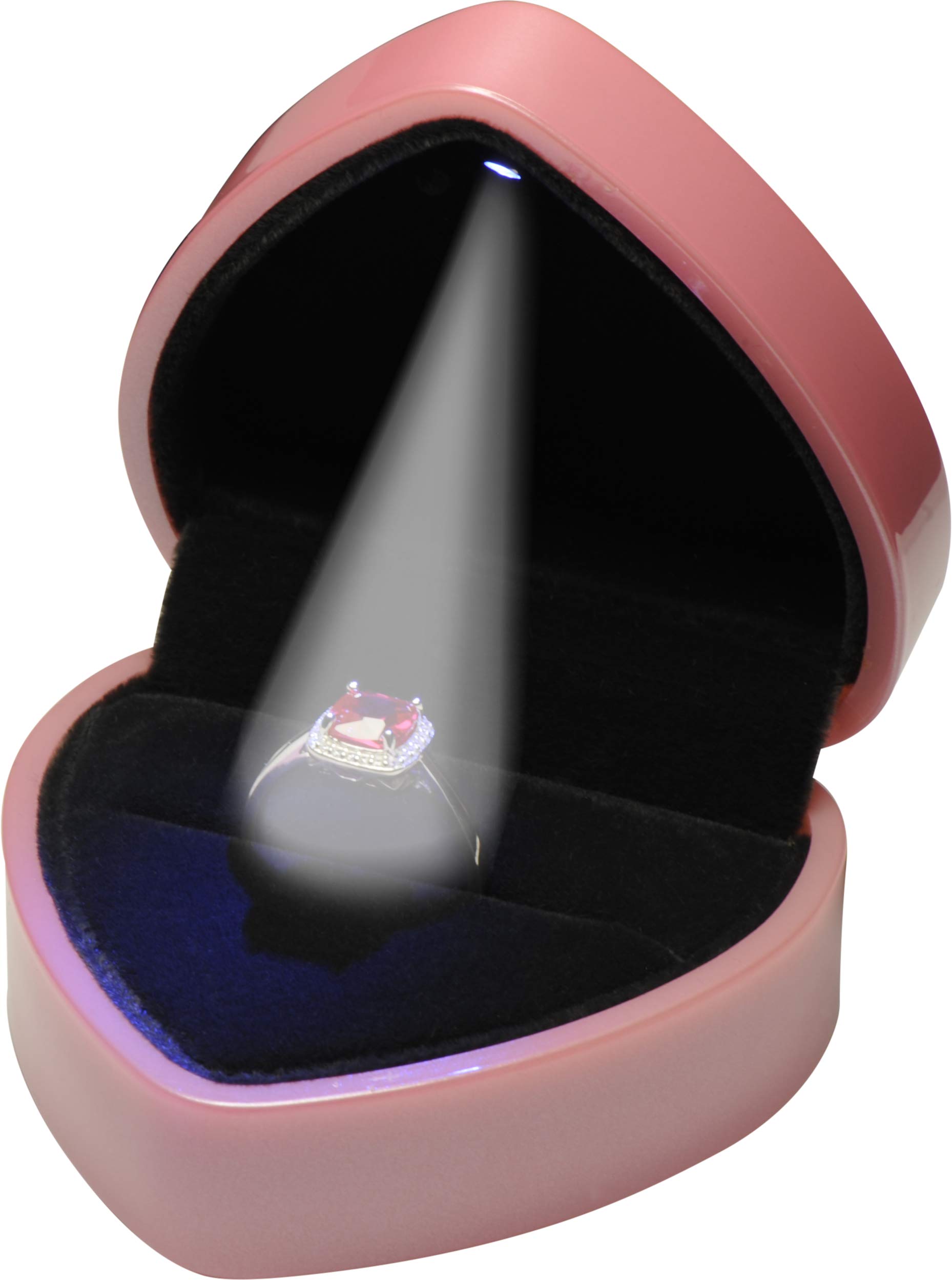 The Jewellery PakThe Jewellery Pak LED Pink Ring Box for Proposal, Wedding, Engagement, Birthday, Valentine' Day, Mother's Father's Christmas...Luxury Heart Shaped Design Jewelry Gift with Light Women Girls Men