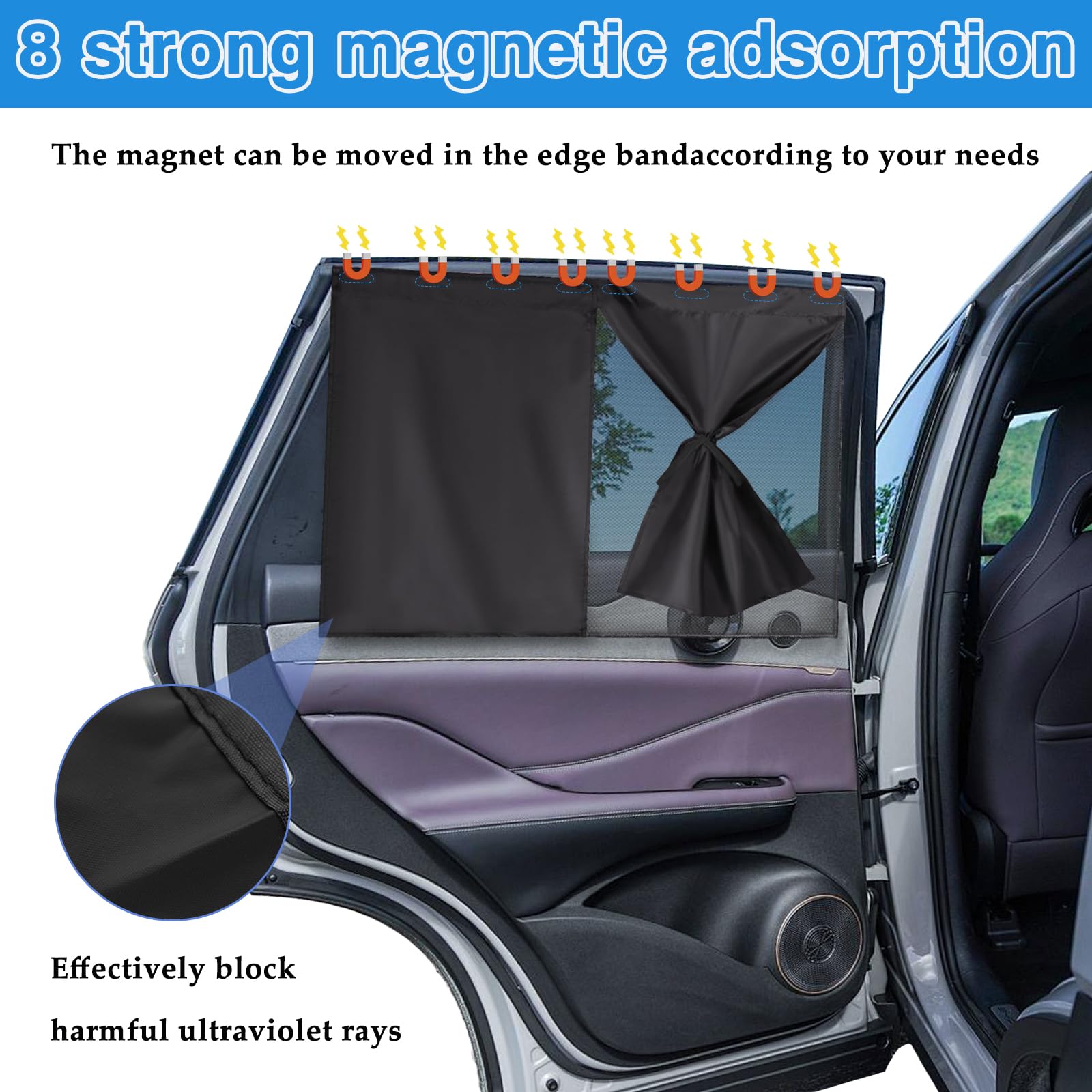 Tendine Parasole Auto Per Bambini | Protezione UV E Zanzare Per Finestrini - Foto 2