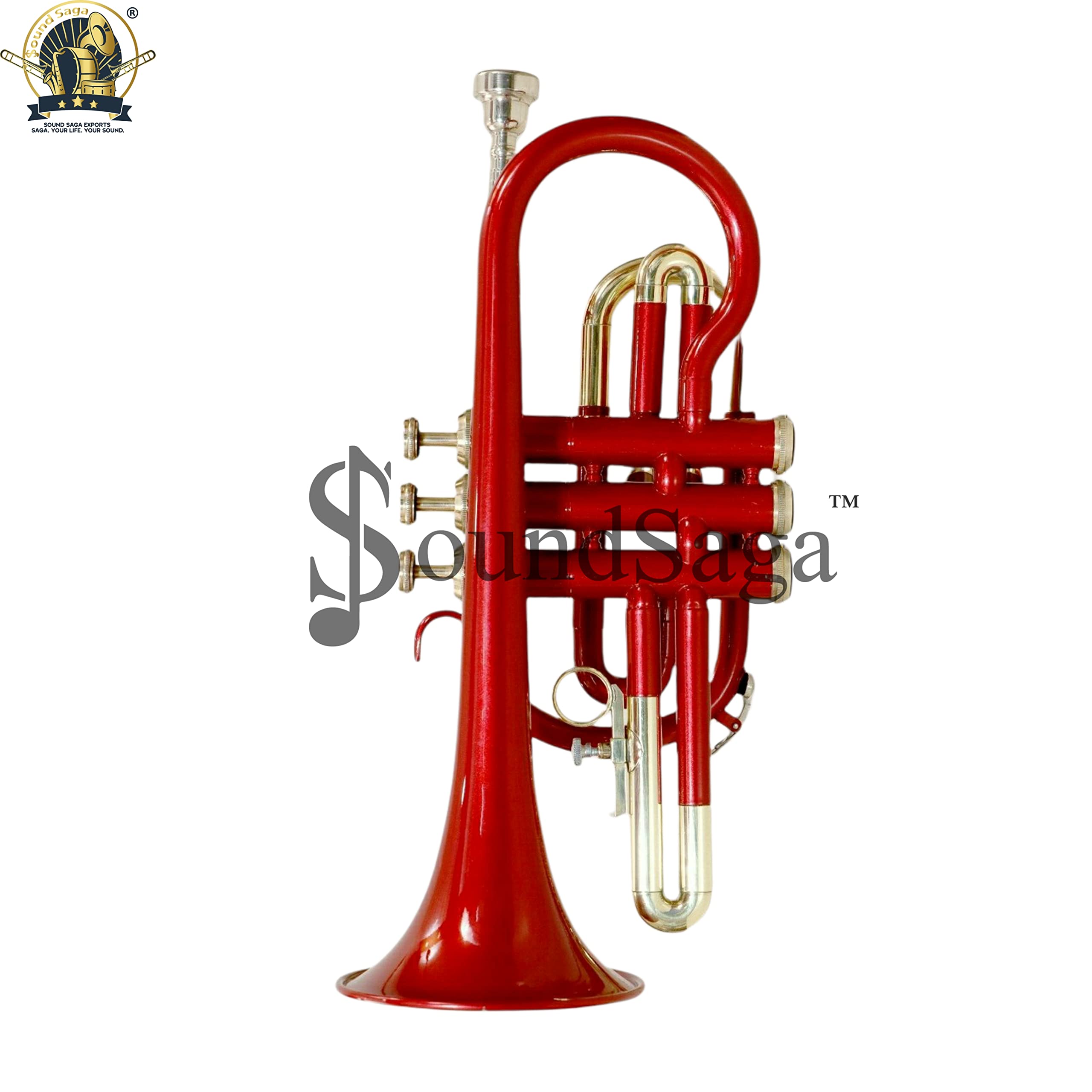 Cornet trompette Sib Pitch Premium Brass Quality avec embouchure et étui de transport (Or Rouge)