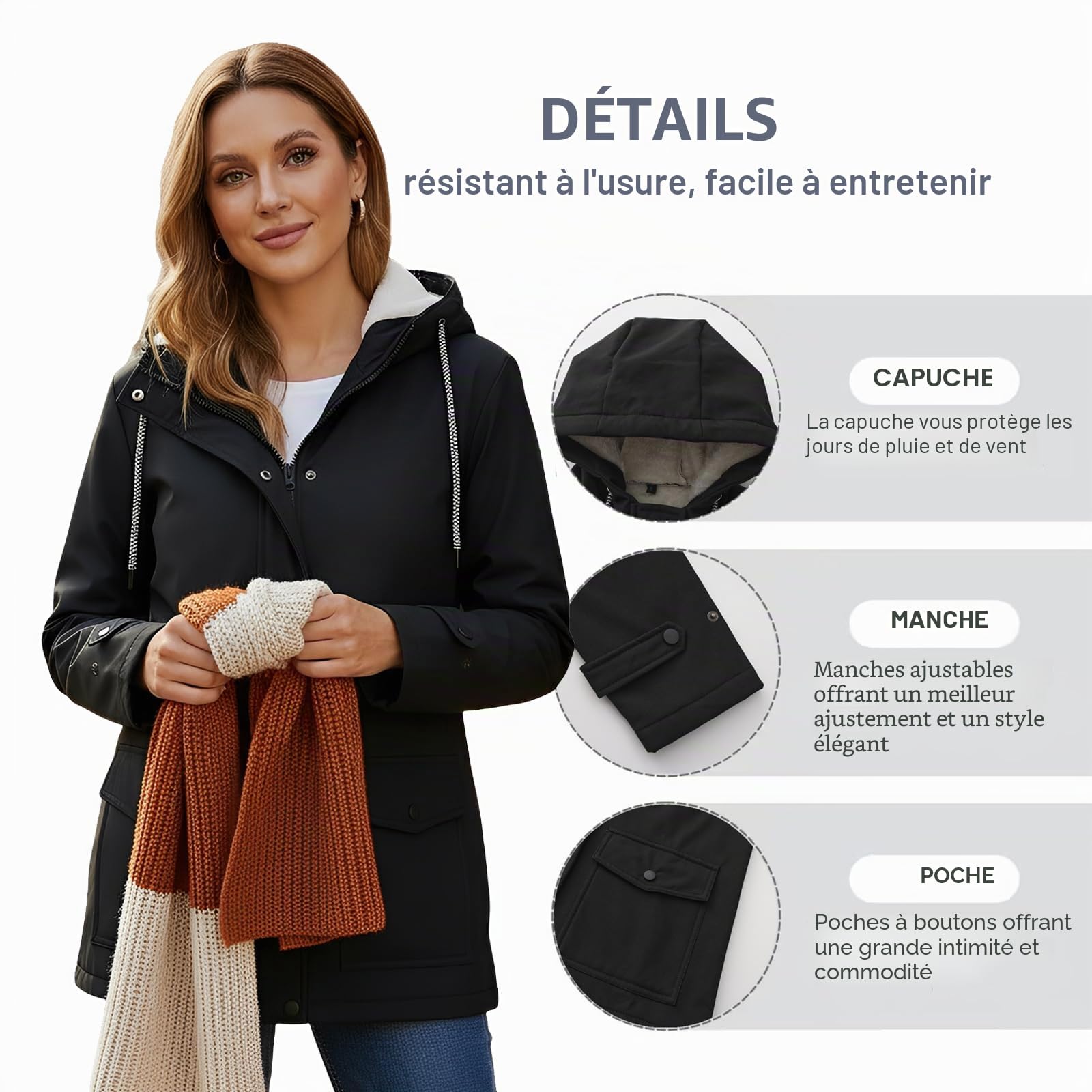 Femmes en plein air imperméable vestes Softshell veste à capuchon Windbreak imperméable pour l'automne hiver