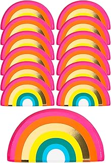 Talking Tables RAIN Happy Birthday Rainbow Shaped Plates Party Decorations, Pack of 12, Width 24cm, 9