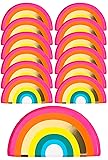 Rainbow Paper Plates for Birthday Party, Disposable Strong and Durable Dishes for Pride Celebration Colourful Tableware for Kids and Adults Pack of 12 (24cm) Rbplates