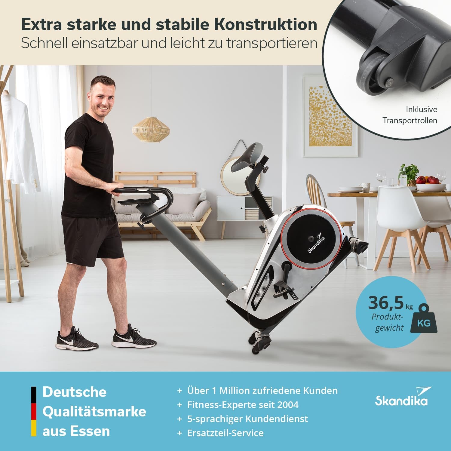 Skandika Ergometro Morpheus | home trainer, sistema di massa volanica da 12 kg, 32 livelli, 24 programmi, applicazione compatibile con Kinomap, cintura per la frequenza cardiaca, supporto per tablet, fino a 150 kg