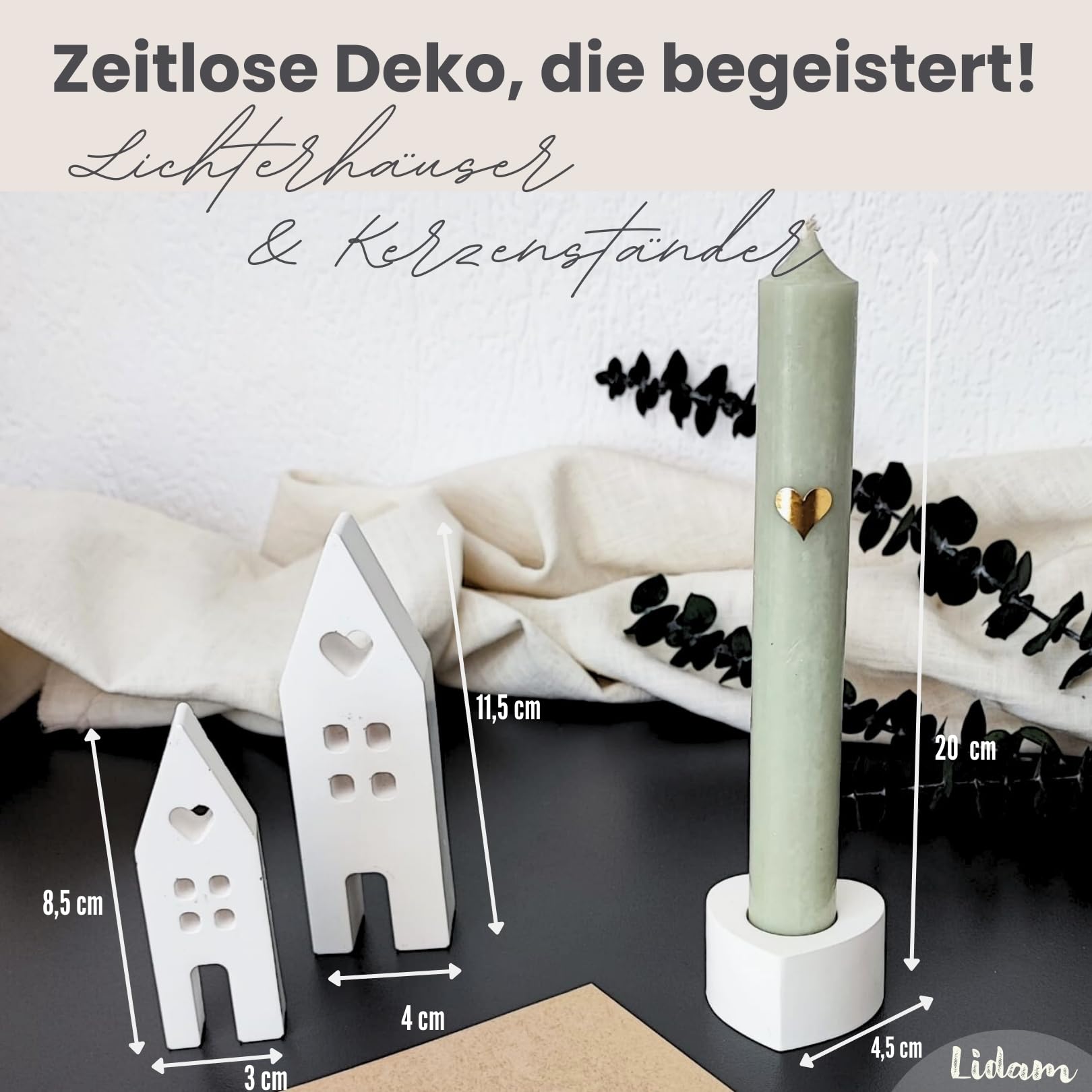 Kerzen Geschenkset zum Geburtstag | Geschenk für Frauen oder Freundin | Mitbringsel | Lichterhäuser Kerze Deko mit Trockenblumen