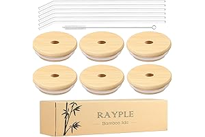 Bamboo Lids for Mason Jars and Beer Cans (6-Pack)
