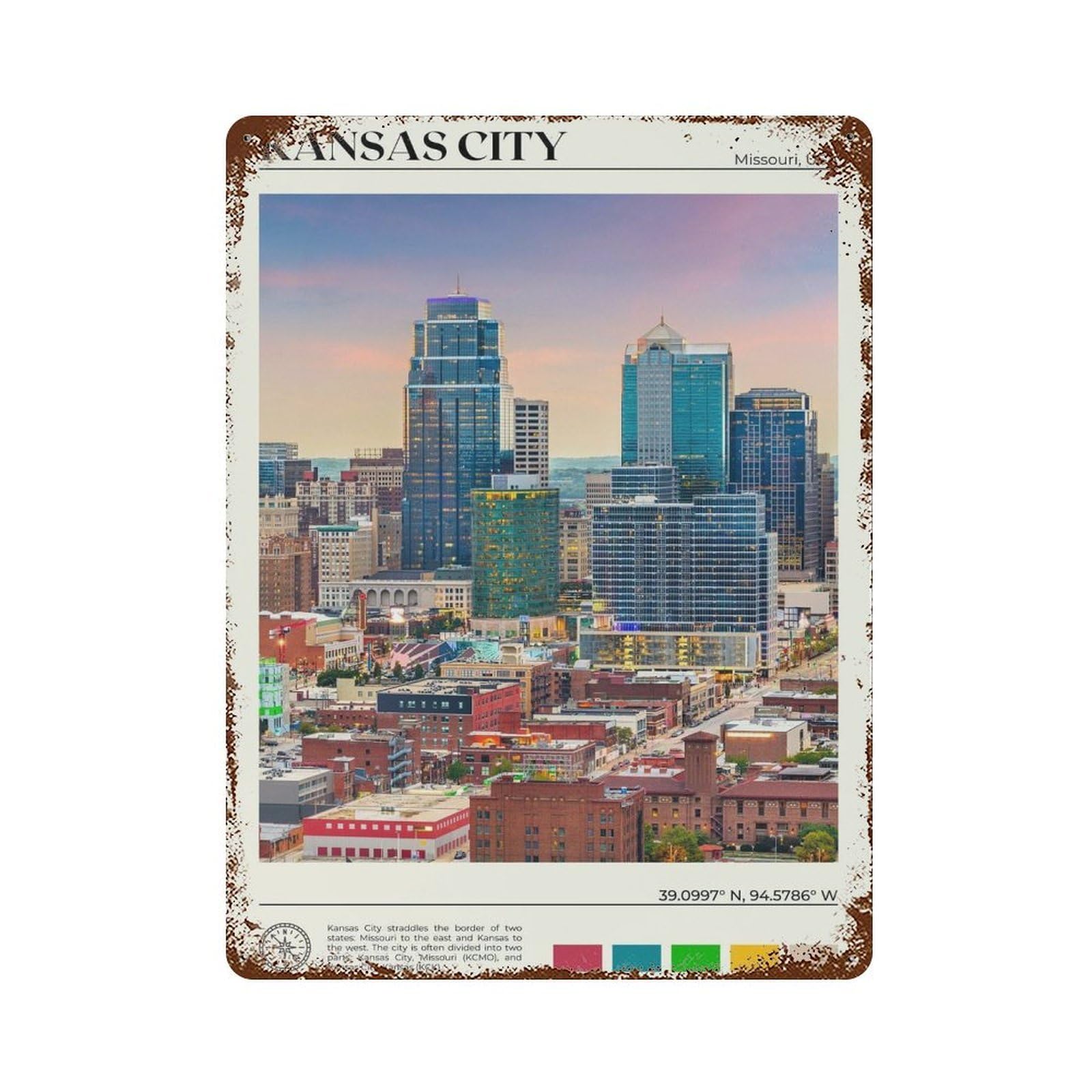 xiaoxiaoshen Real Photo Kansas City Missouri Wall Decor Art Metal Tin Poster Modern Home Decor Art Home Bar Shop Decorations Vintage Sign 40x30cm