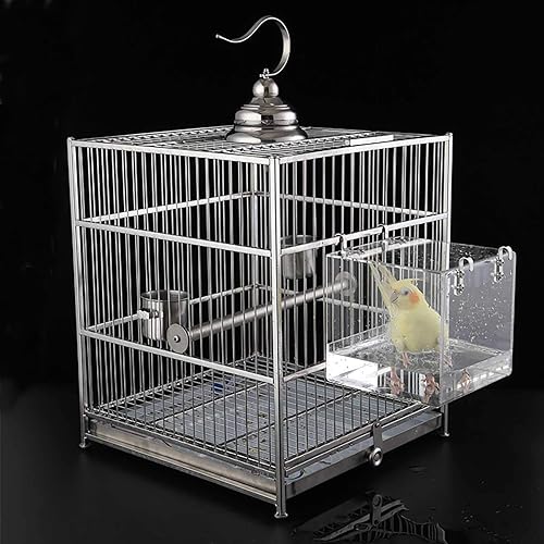 Bird Bath Cage, Cleaning Pet Supplies Cockatiel Bird Bathtub with Hanging Hooks for Little Bird Parrots Spacious Parakeets Portable Shower for Most Birdcage(5.1"L x 5.1"W x 4.3"H)