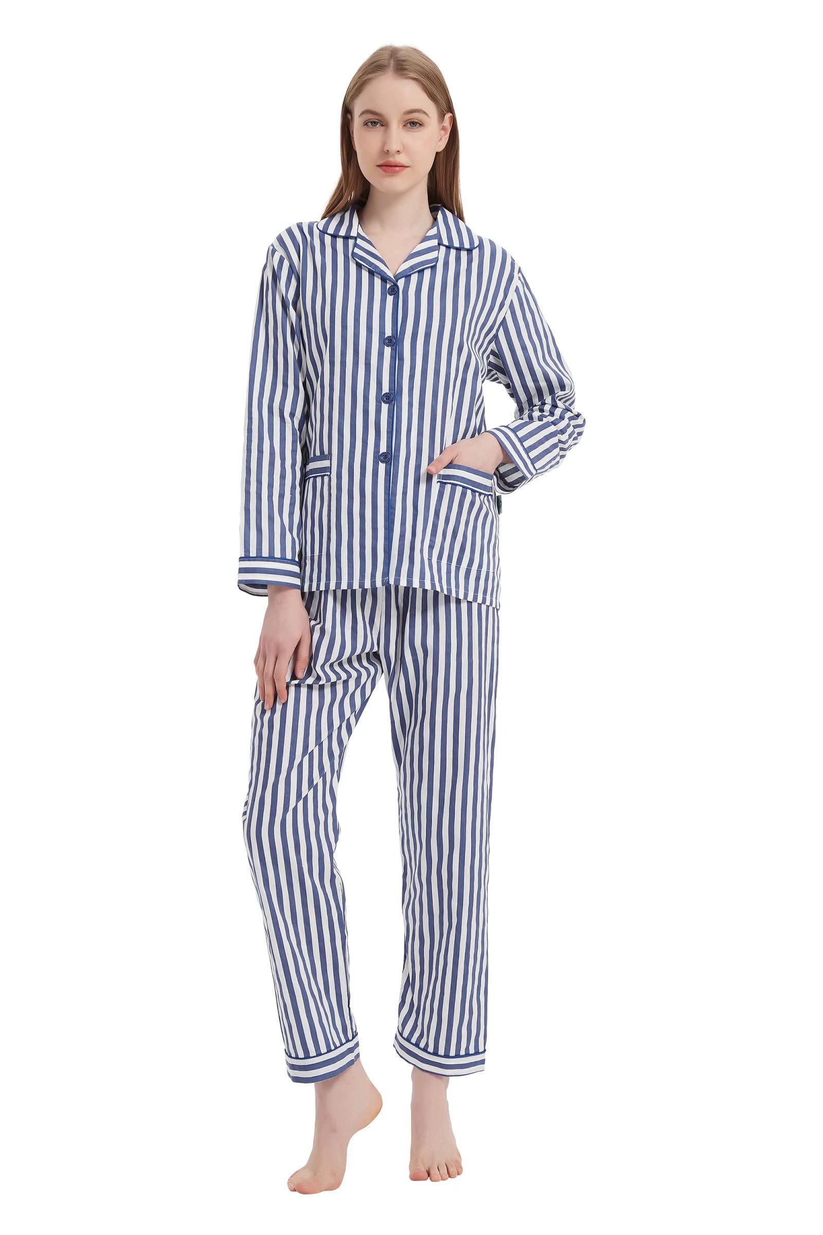 GLOBAL Pyjama's Dames Katoen Loungewear Set Lange Mouwen Katoen Top en