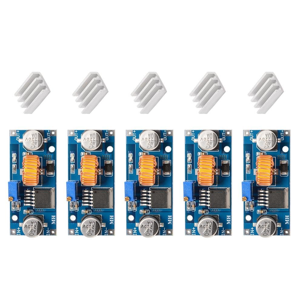 5Pcs 5A XL4015 DC-DC Step Down Buck 4-38V to 1.25-36V Power Supply Module Converter LED Lithium Charger